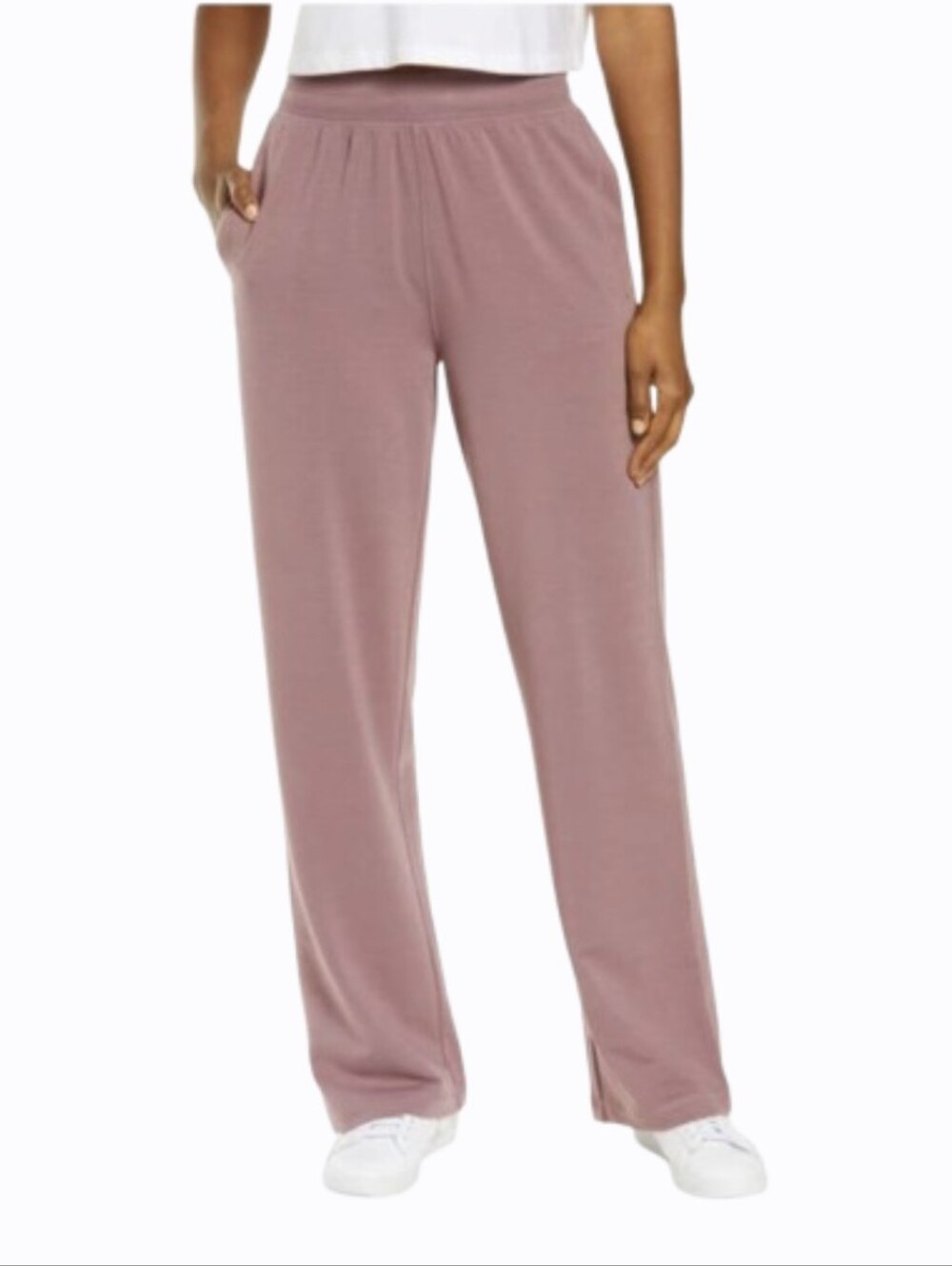 Alo Yoga Womens High Waist Dreamy Wide Leg Pant Sweatpant Small Woodrose Relaxed